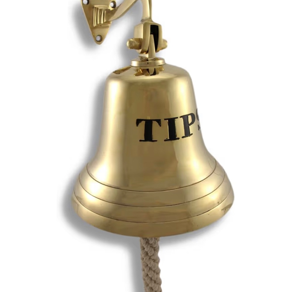 Gold Wall-Mounted Bell with Rope